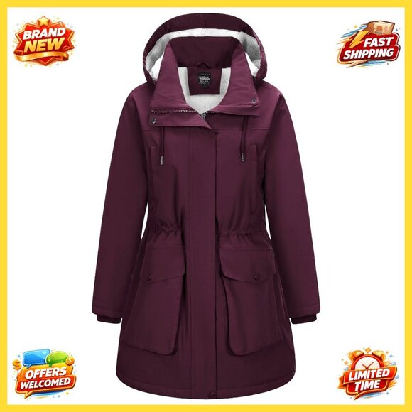 Jackets & Blazers - Women's Waterproof Fleece Lined Winter Parka with Removable Hood, Insulated